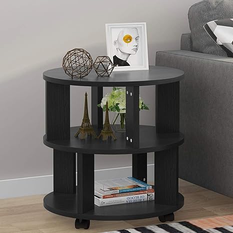 Tribesigns Mobile Chair Side End Table 3 Tier Modern Night Stand Bedside Table With Storage Shelves And Rolling Wheels For Living Room Bedroom