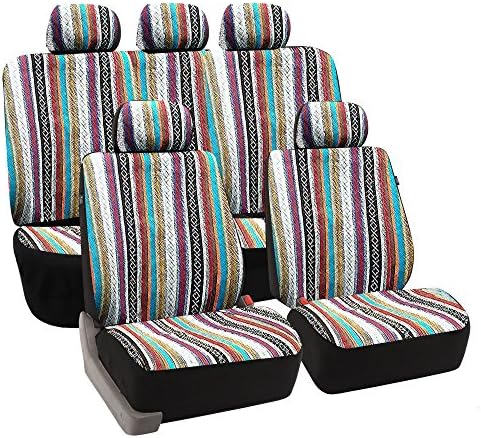 Baja Auto Interior Set Inca Saddle Blanket Premium Seat Cover Set, Front and Rear Headrests