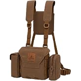 Lone Trail Binocular Harness Chest Pack - Bino Harness Hunting Chest Rig | Waterproof 500D Cordura case, silent magnetic closure, MOLLE rangefinder pouch, elk deer glassing