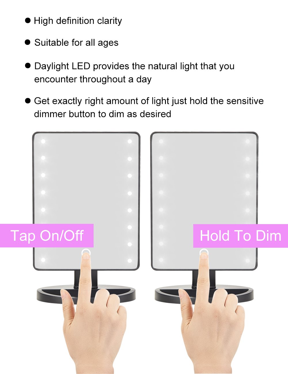 KOOKIN Lighted Vanity Makeup Mirror with 16 Led Lights 180 Degree Free Rotation Touch Screen