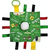 Baby Jack & Co 10x10” Golf Ball Sports Lovey Sensory Plush Blanket - Tag Toys for Sensory Play - Travel Stroller Toy - Learn Shapes, Letters & Colors - Sports Gift Educational and Soother
