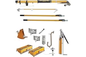 TapeTech Expanded Full Set of Drywall Taping and Finishing Tools with Bazooka Taper, 10/12 Flat Boxes, Angle Box, Angle Heads, Pump, Gooseneck, Corner Roller and Extendable Handles