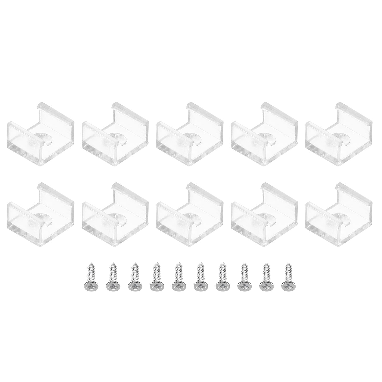 PATIKIL LED Strip Light Clips, 50 Pack Mounting Bracket Fixing Clips Plastic Clamp Holders with Screws for 10mm Neon RGB Light Cable Ribbon, Clear