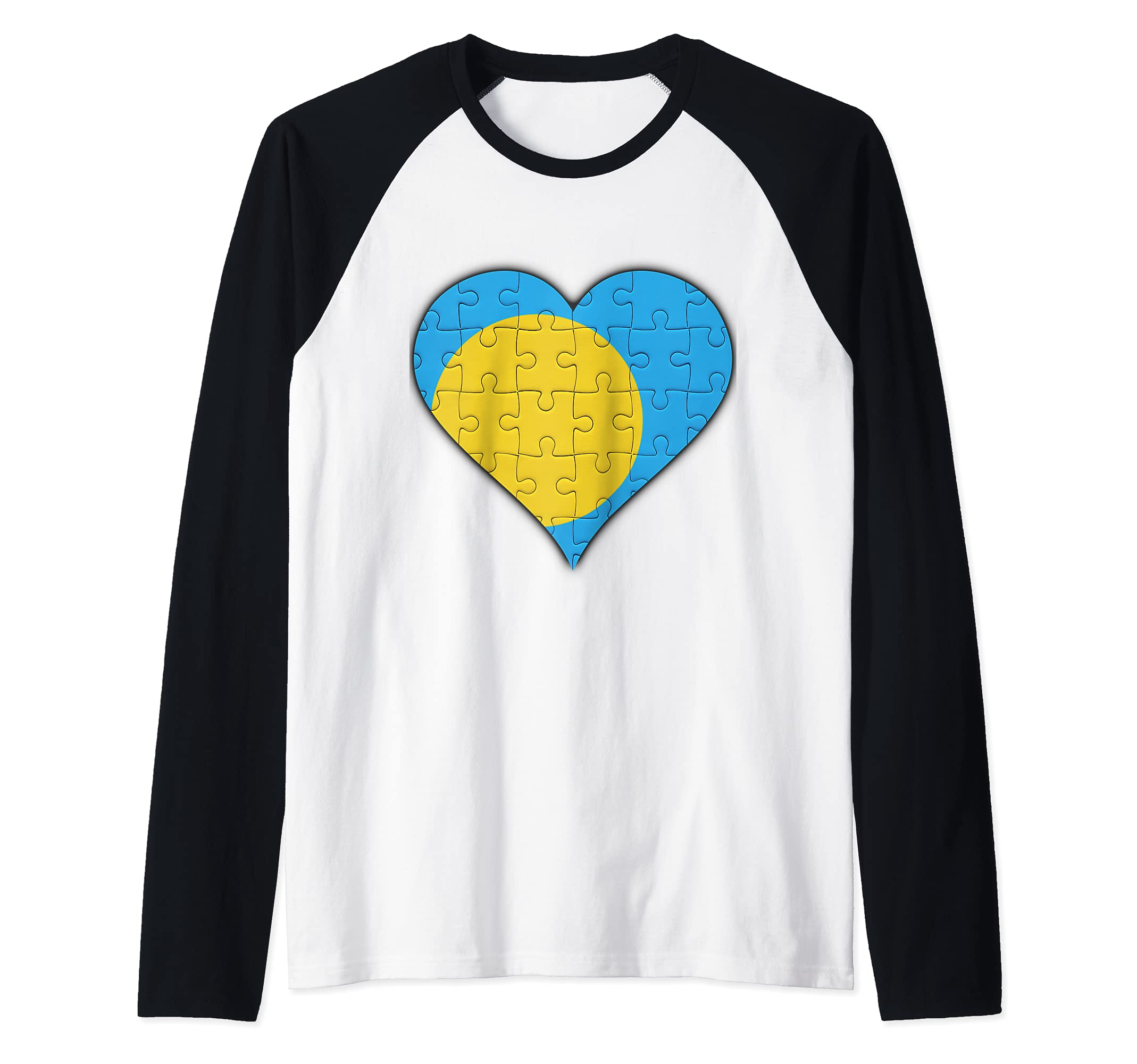 Palau Palauan Flag Heart Raglan Baseball Tee
