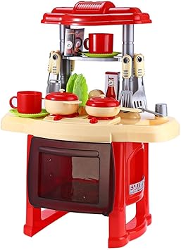 Webby Kids Kitchen Cooking Set with Music and Lights, Red