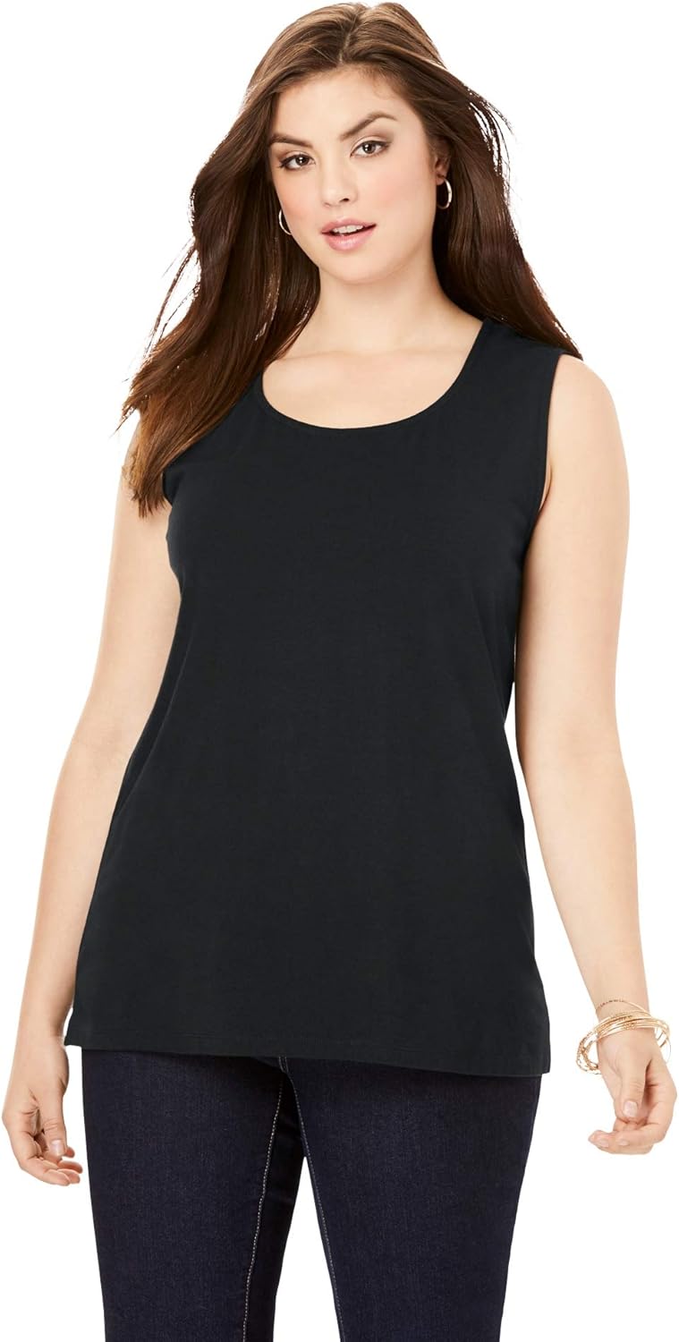 Jessica London Women's Plus Size Horseshoe Neck Tank