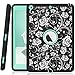 Hocase Compatible with iPad 5th/6th Generation Case, Heavy Duty Shockproof Silicone Rubber+Hard Shell Hybrid Protective Case w/Rose Floral Print - Black/Teal