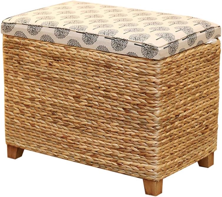 Handmade Rattan Wicker Ottoman Footstool Pouf Stool Storage Footstool Decoration Furniture [Energy Class A]