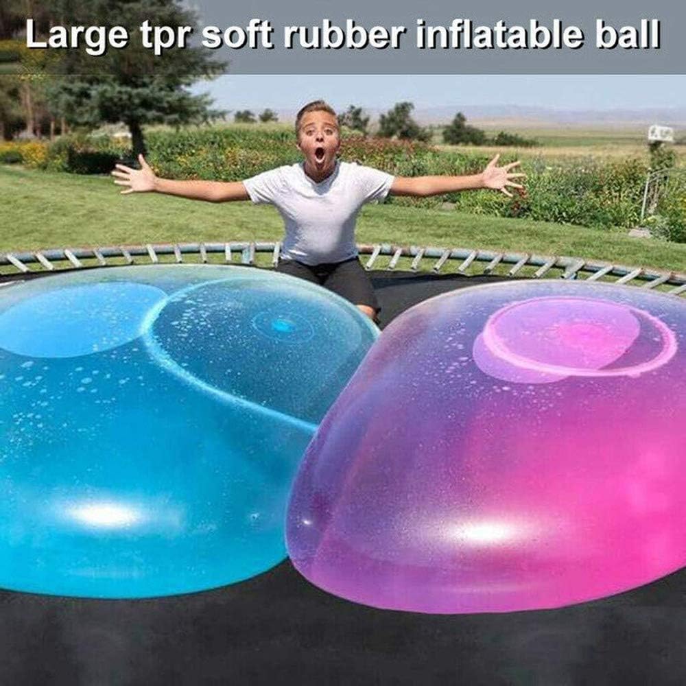 QYHSS Kids Inflatable Bubble Ball, 120CM Transparent Tear-resistant Bounce Balloon, TPR Inflatable Oversized Ball, Water Balloon, For Children Outdoor Party Game (Blue)