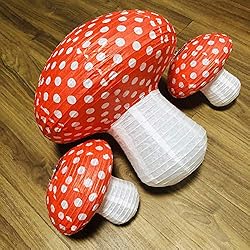 3Pcs Large Mushroom Paper Lanterns for Jungle