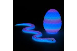 WUQIREN 24inch Snake,3D Printed Snake Egg with Snake Inside,3D Printed Animals Toys,Like Movable Snake Realistic Slithering Design (Luminous-Rainbow)