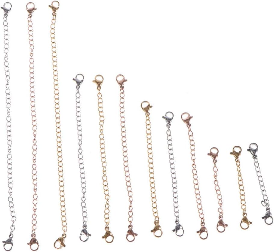 SUPVOX 12 Pcs Stainless Steel Extender Bracelet Extender Chain DIY Bracelet Necklace Jewelry