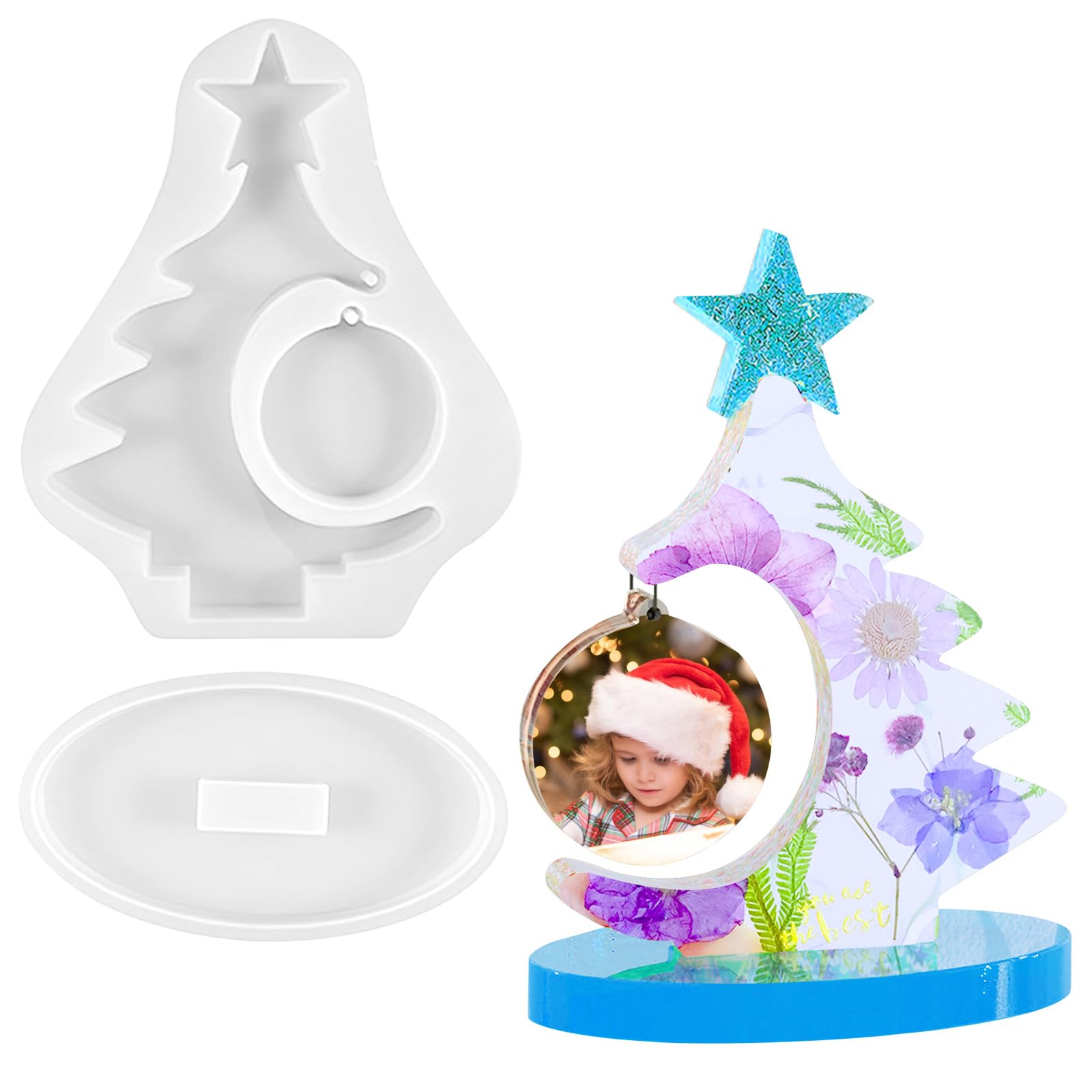 KIPTVO Resin Mould 3D Ornament Photo Frame Silicone Mould DIY Photo Frame Craft Resin Molds, Photo Frame Epoxy Resin Mold, for Christmas Resin Art Display Mould Epoxy Casting Mould DIY Home Office
