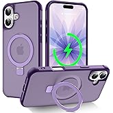 CHAOFEnG Magnetic Compatible with iPhone 17 Case with Stand [Military Grade Drop Tested][Compatible with Magnet] Ring Translucent Slim Hard Back Soft Edge, Purple