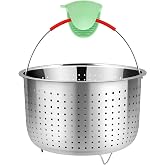 REDANT Mesh Strainer and Vegetable Steamer Basket for Pot, Instant Pot Accessories 8Qt, Stainless Steel Veggie Steamer for Cooking Broccoli, Eggs, Pasta, Quinoa - With 2 Silicone Gloves, 8 Quart