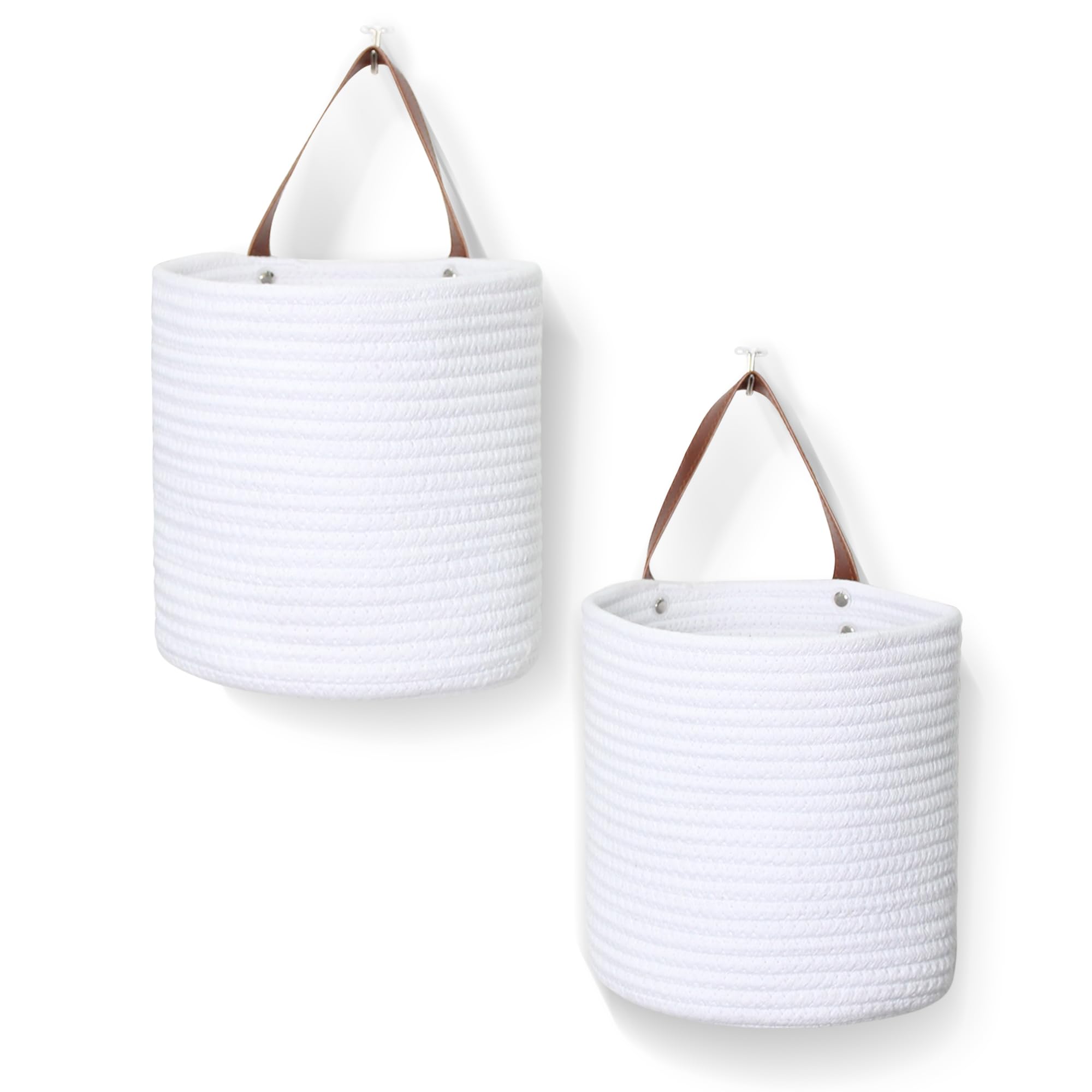 Photo 1 of ****ONE***MEGASKET 1 Pack Hanging Basket, Small Wall Baskets for Organizing, Wicker Boho Wall Decor Set, Indoor Hanging Plant Holder, Rattan Woven Storage Bin for Home Decor, Farmhouse Storage Box, White