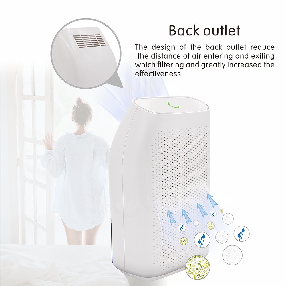 Dehumidifier, hysure 700ml Water Tank Mini Dehumidifier Portable Air purifier, Dehumidifier for Home, Crawl Space, Bathroom, RV, Baby Room, Compact Dehumidifier, White