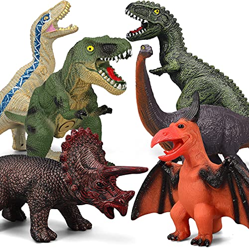 Gzsbaby 6 Piece Jumbo Dinosaur Toys for Kids 3-5 and Toddlers, Large Soft Dinosaur Toys for Lovers - Perfect Party Favors, Birthday Gifts