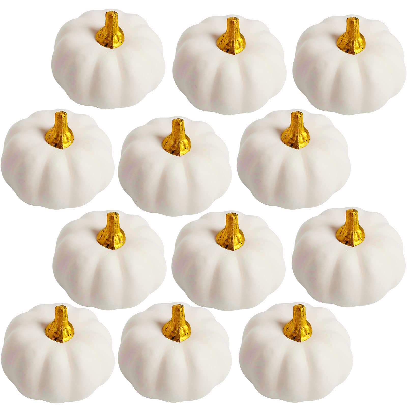 12Pcs White Artificial Pumpkins Bulk Autumn Decoration Set,Thanksgiving Pumpkin Decorations,Decorative Pumpkin Faux Harvest Fake Mini Foam Pumpkins for Crafts,Fall,Wedding,Home Halloween Party Decor