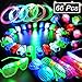 BUDI 66 Pack LED Glow Party Favors for Kids/Adults 50 Light Up Rings + 6 Jelly Bumpy Rings + 5 Flashing Shutter Shade Glasses + 5 Led Bracelets Glow in The Dark Party Favors Glow Party Supplies