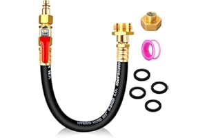 Gociean RV Winterizing Kit & Winterize Blowout Adapter with Shut-Off Valve. 16" Bendable 180°Hose Air Compressor Quick Connect Plug, 3/4" Male & Female Threads Sprinkler System Winterization Adapter