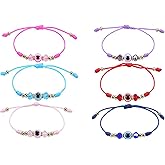 COLORFUL BLING Evil Eye Handmade Knots Cards Beaded Beads Protection Good Luck Thread String Rope Adjustable Bracelets Bangle Amulet Turkish for Women Men Family Friends Handmade Braided