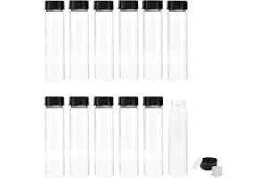 Cadbibe 40ml Clear Glass Vials with Screw Caps and Plastic Stoppers, Small Liquid Sample Glass Test Tubes, Leak-Proof Glass Bottles, 12PCS