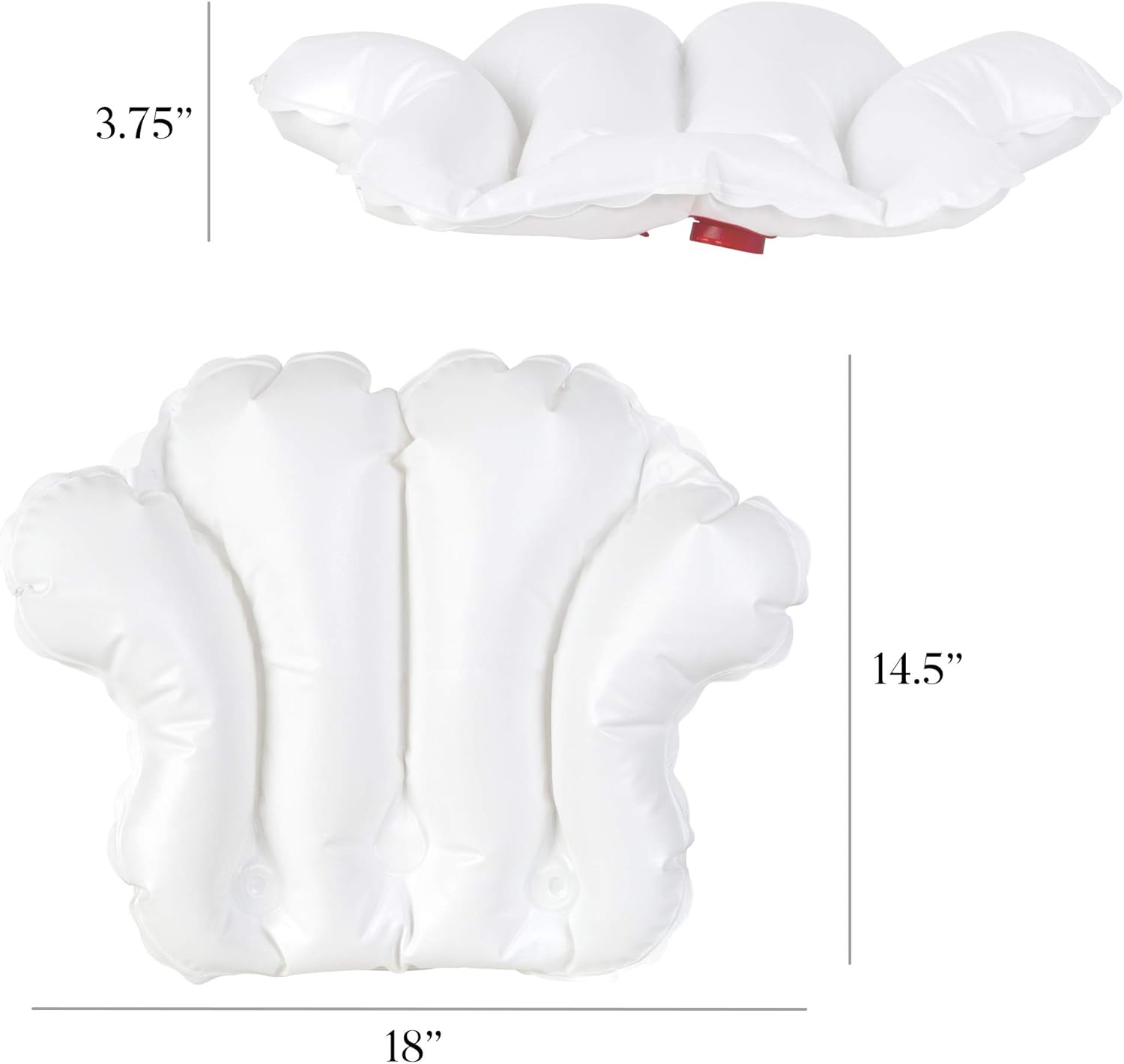 Richards Homewares Luxury Spa Bath Pillow – 100% PVC, Durable Vinyl Material – Inflatable – Non Slip with 4 Suction Cups – Neck & Shoulder Support – Waterproof - White - 18” x 14.5” x 3.8” Inch: Home & Kitchen