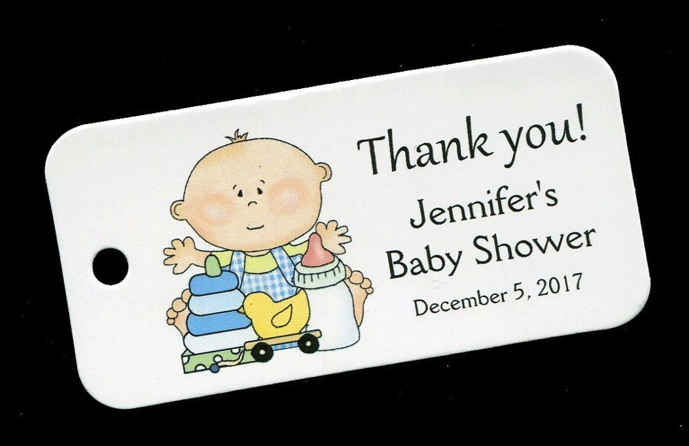 Baby Shower Favor Tag, Personalized Baby Boy With Many Toys