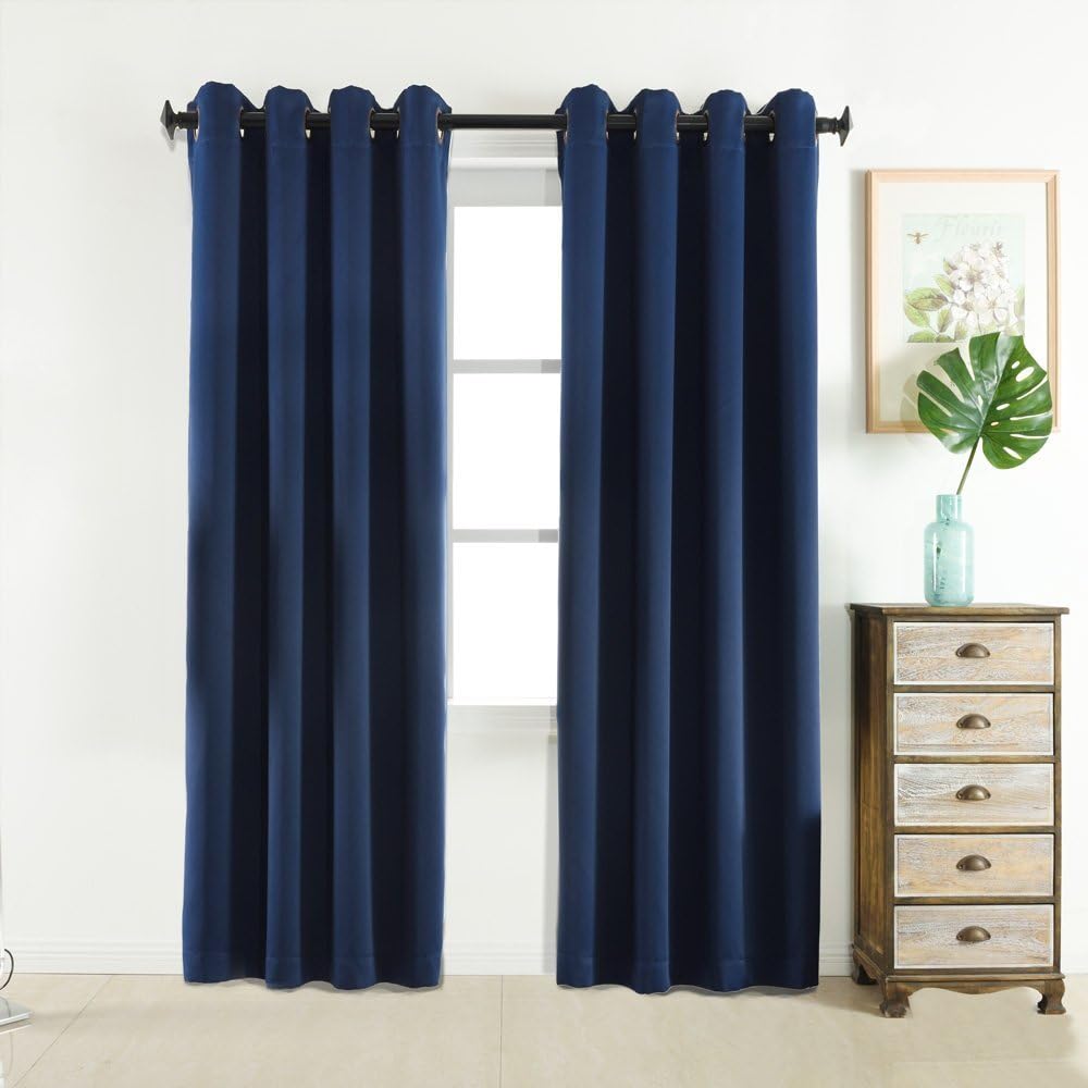 Sleep Well Blackout Curtains Toxic Free Energy Smart Thermal Insulated,52 W X 84 L Inch,Grommet Top,Set Of 2 Panels