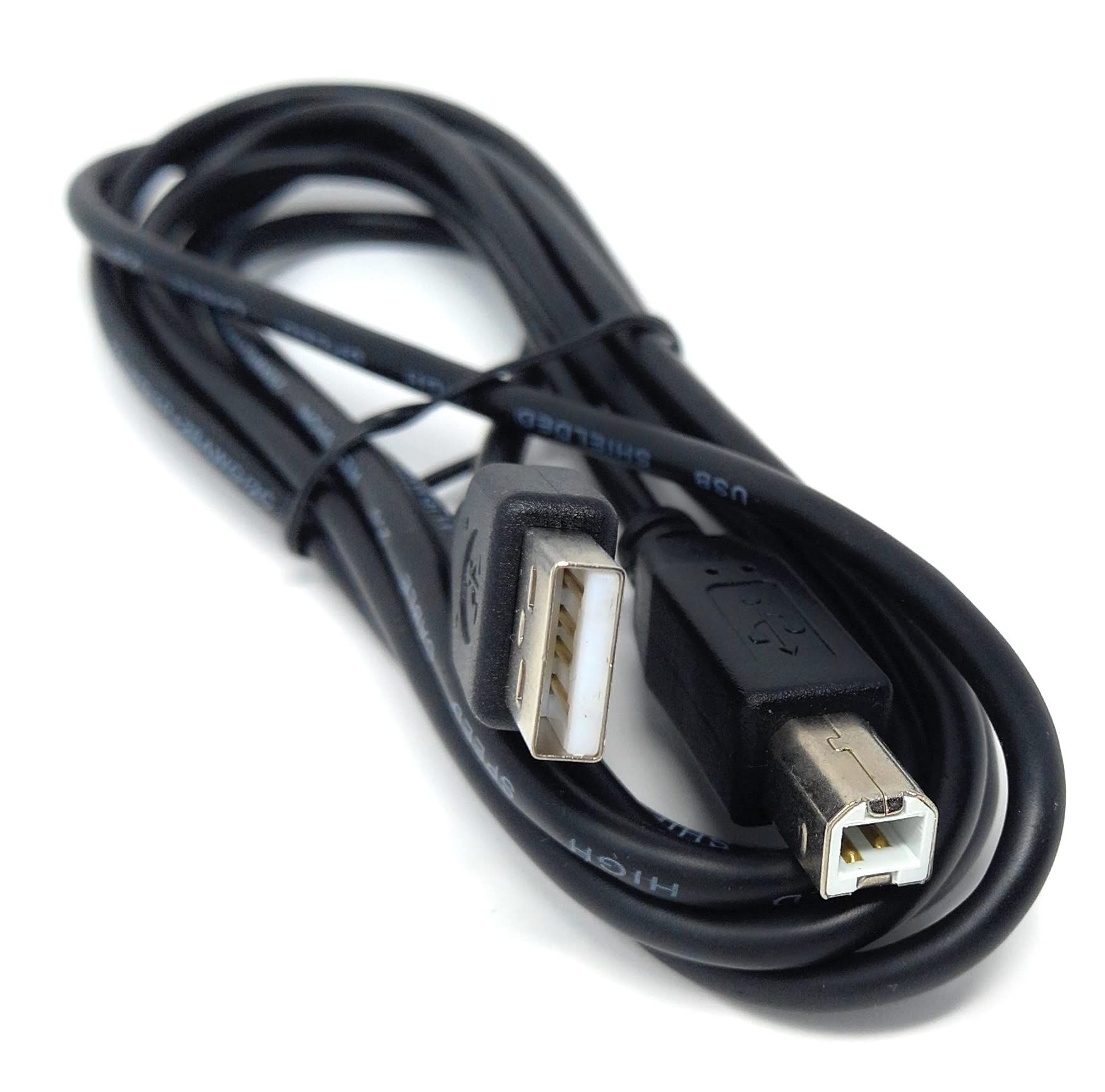 DRUT 1.8m USB A to B 2.0 24AWG High Speed Cable Lead for Printer, Scanner, Music Instrument 6ft Black Nickel Connectors