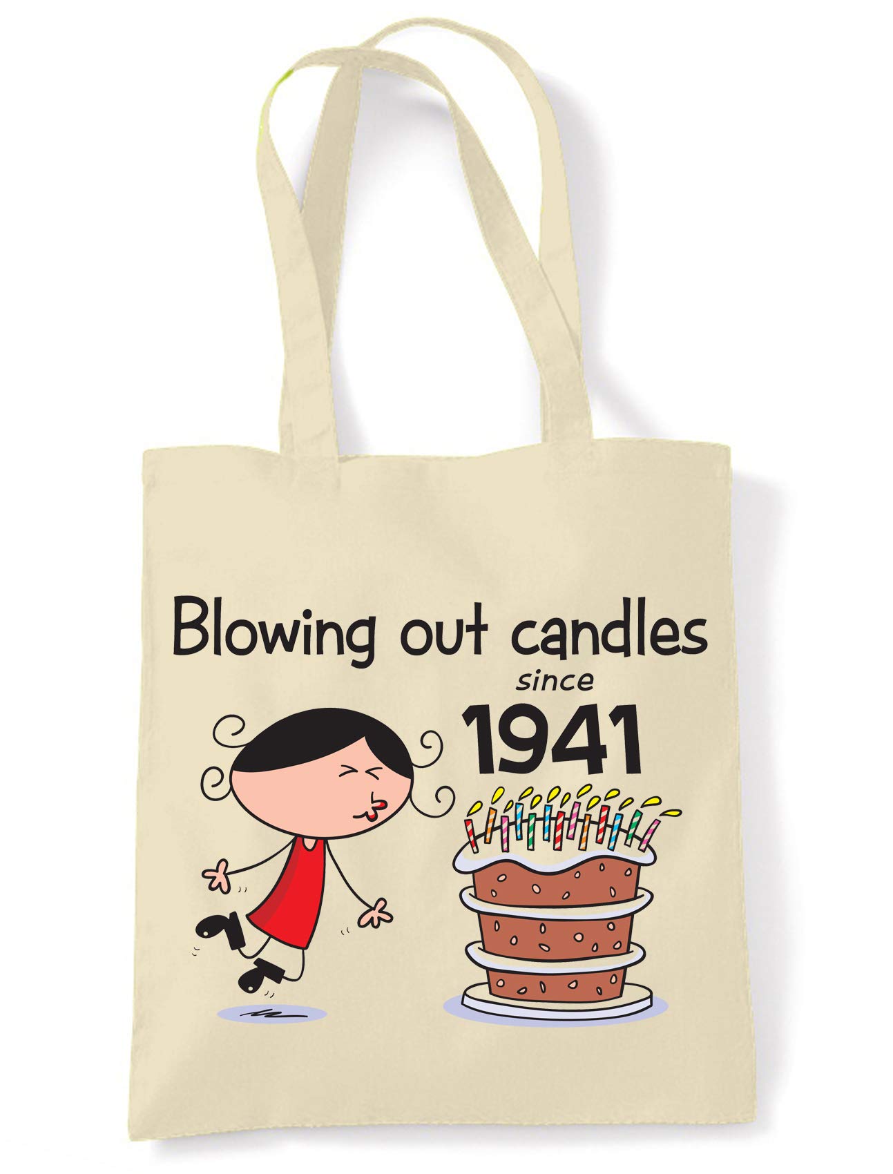 Women's 45th Birthday Tote Bag - 'Blowing Out Candles' Design Cotton Shoulder Bag (Off White, One Size) - View #5
