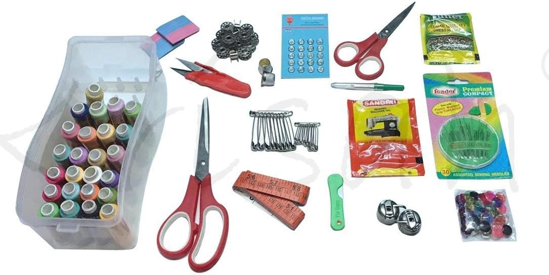 Krisah® Big Tailoring Sewing Kit with 16 Different Basic Supplies in a Plastic Box