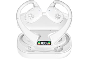 CYBERDOT Open Ear Bluetooth Headphones Stereo Sound Clear Call Air-Conduction Wireless Charging Case LED Digital Display Ear Hook Wireless Earbuds with Microphone Waterproof Earphones for Sport Workout Running