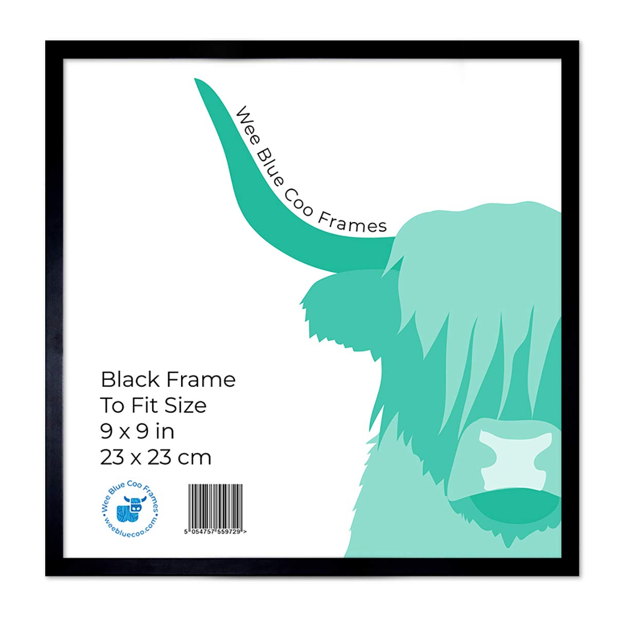 Wee Blue Coo 9x9 Black Wooden Picture Frame 9 x 9 Inch (22.86 x 22.86cm) Picture Framing Glass Photo Frame