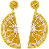 idealway Statement Dangle Fruit Earrings - Fashion Cute Pineapple Orange Watermelon Cherry Beaded Fruit Earrings for Women Jewelry