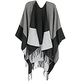 Poncho Shawl Wraps for Women, Women's Soft Warm Ponchos Sweaters Open Front Travel Poncho Cape for fall winter Spring
