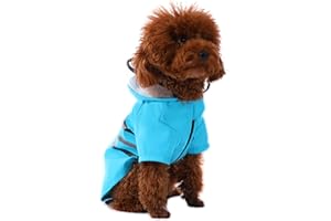 Wizland Reflective Dog Raincoat Dog Rain Jacket with Hood Lightweight Waterproof Rain Coat for Puppies (Blue S)