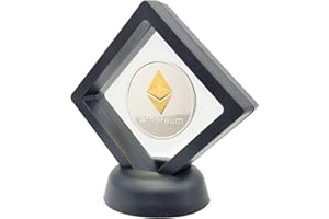 GARASANI Ethereumcoin Set with Display Item Case and Box, Home Room Office Decoration Collector's Set (Ethereum Silver)