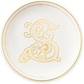 LIFVER 5.25" Ceramic Jewelry Tray, Gold Rim Trinket Dish Jewelry Catchall for Rings, Earrings, Bracelets, Mini Jewelry Bowl for Dresser, Nightstand, Home, Thanksgiving Day Gift for Women (S)
