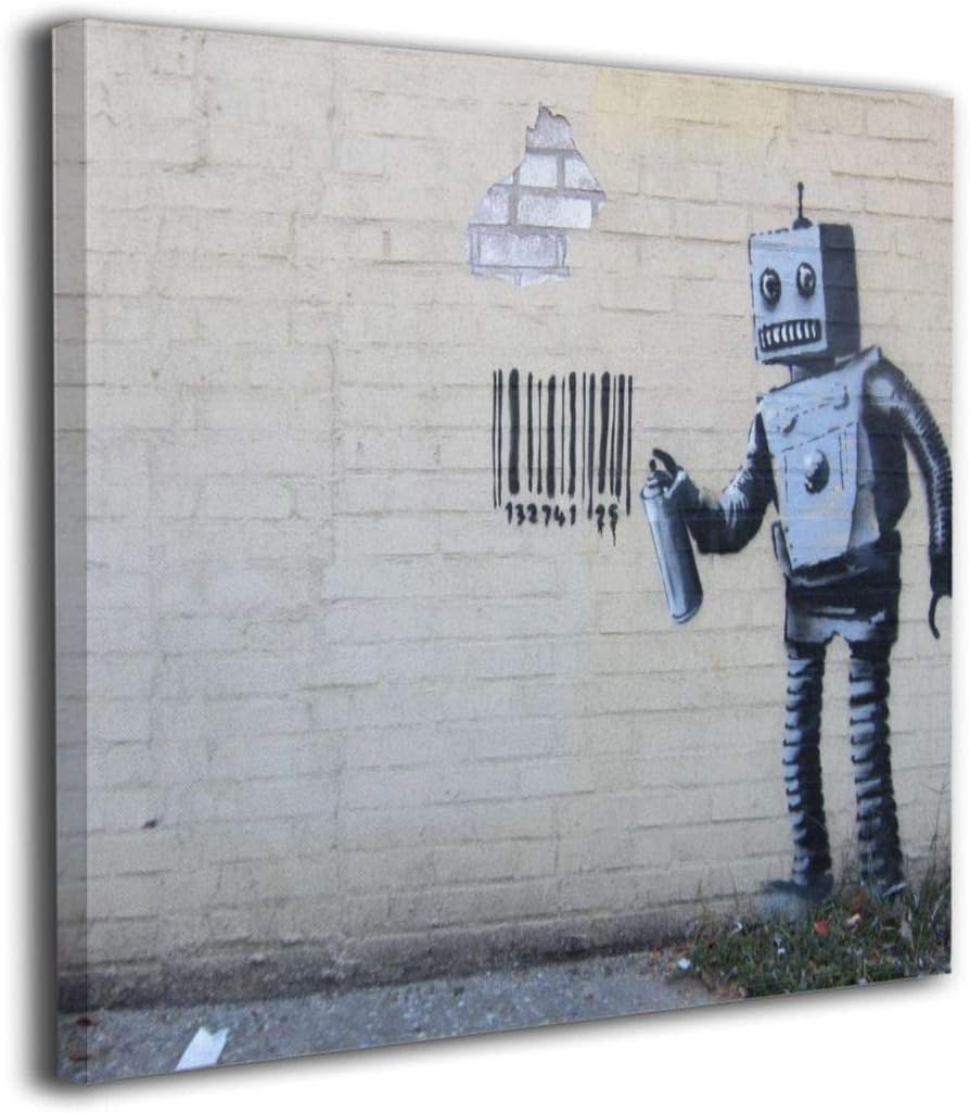 Amazon Com Song Art Robot Graffiti Banksy Street Frame To Mount Finished Canvases x Inch Ready To Hang Posters Prints