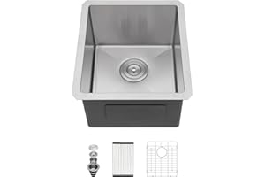 Undermount Bar Sink Lofeyo 17" x 19" 304 Stainless Steel 16 Gauge Kitchen Sink Handmade Single Bowl Deep Sink Wet Bar Prep Under Counter Sink Basin Modern Small Rv Sink for A Camper Kitchen,LOF-U7701