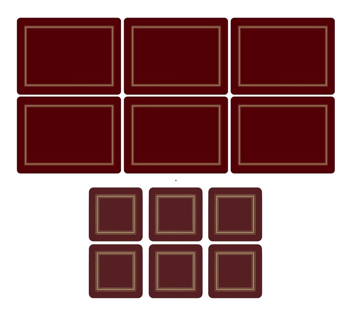 Pimpernel Classic Burgundy, 6 Placemats + 6 Coasters
