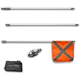 RAYTEEN Safety Flag with Carry Bag, Inc. Quicker Connector Base & 11.8" x11.8" Heavy Duty PVC Reflective Flag, Suit for ATV, UTV, Offroad, Jeep & Truck. Can be Used as 3.3'，6.6‘ or 10’.