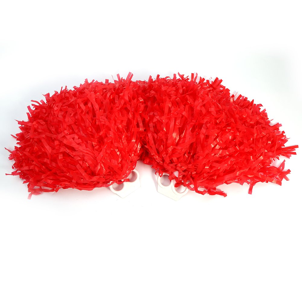 Cheerleading Pom Poms Cheerleader Pompoms for Ball Dance Fancy Dress Night Party Sports(Red)