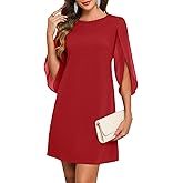 oten Women's 2026 Flutter Sleeve Cocktail Dress Crew Neck Chiffon Formal Wedding Guest Party Short Dresses