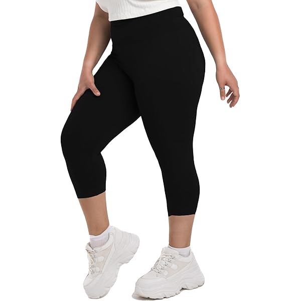 Women's Plus Size High Waist Leggings – Full Length Cotton Ankle Pants For Workout, Yoga & Casual Wear