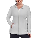 COOTRY Women's Plus Size UPF 50+ Sun Protection Jacket Lightweight Long Sleeve Zip Up Hoodie Cooling Sun Shirt Hiking Workout