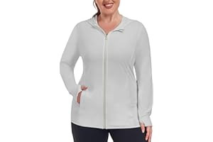 COOTRY Women's Plus Size UPF 50+ Sun Protection Jacket Lightweight Long Sleeve Zip Up Hoodie Cooling Sun Shirt Hiking Workout