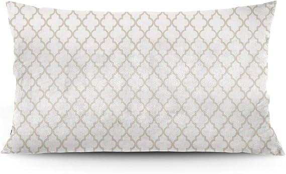 Funda de almohada cuadrrilobato blanco café con cierre invisible para